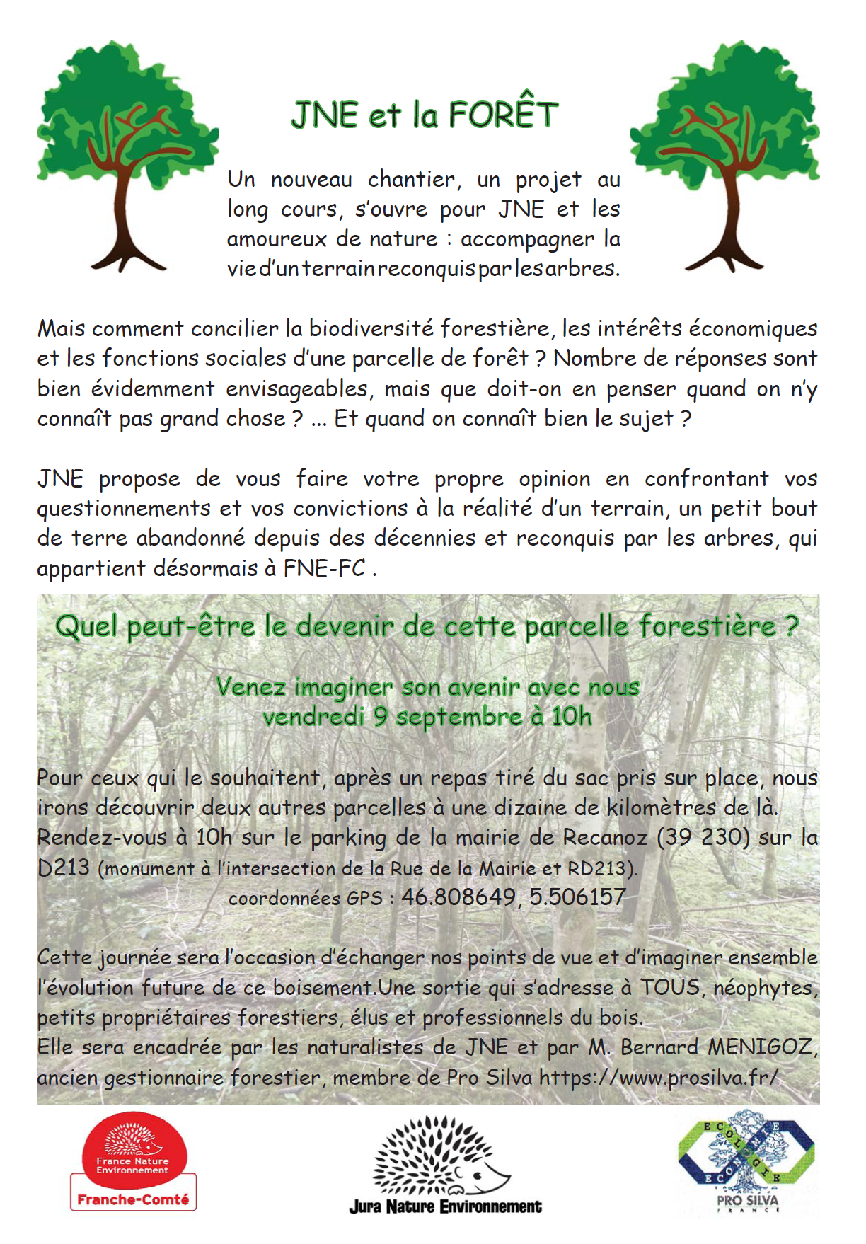 Journée de réflexion sur les orientations de gestion forestière pour une parcelle de FNE-Fc