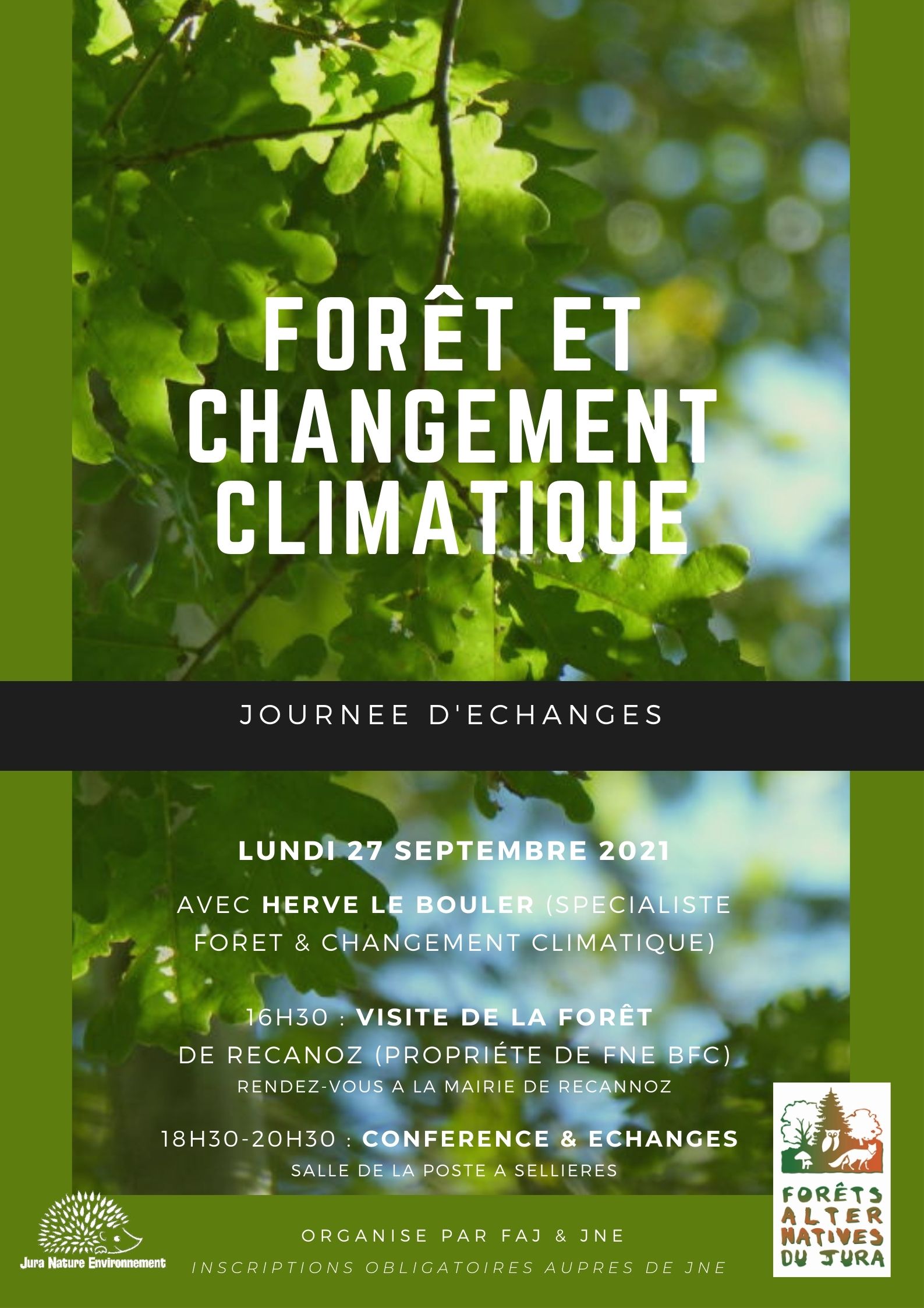 Journée d’échanges Forêt et Changement climatique – 27 septembre à Recanoz et Sellières