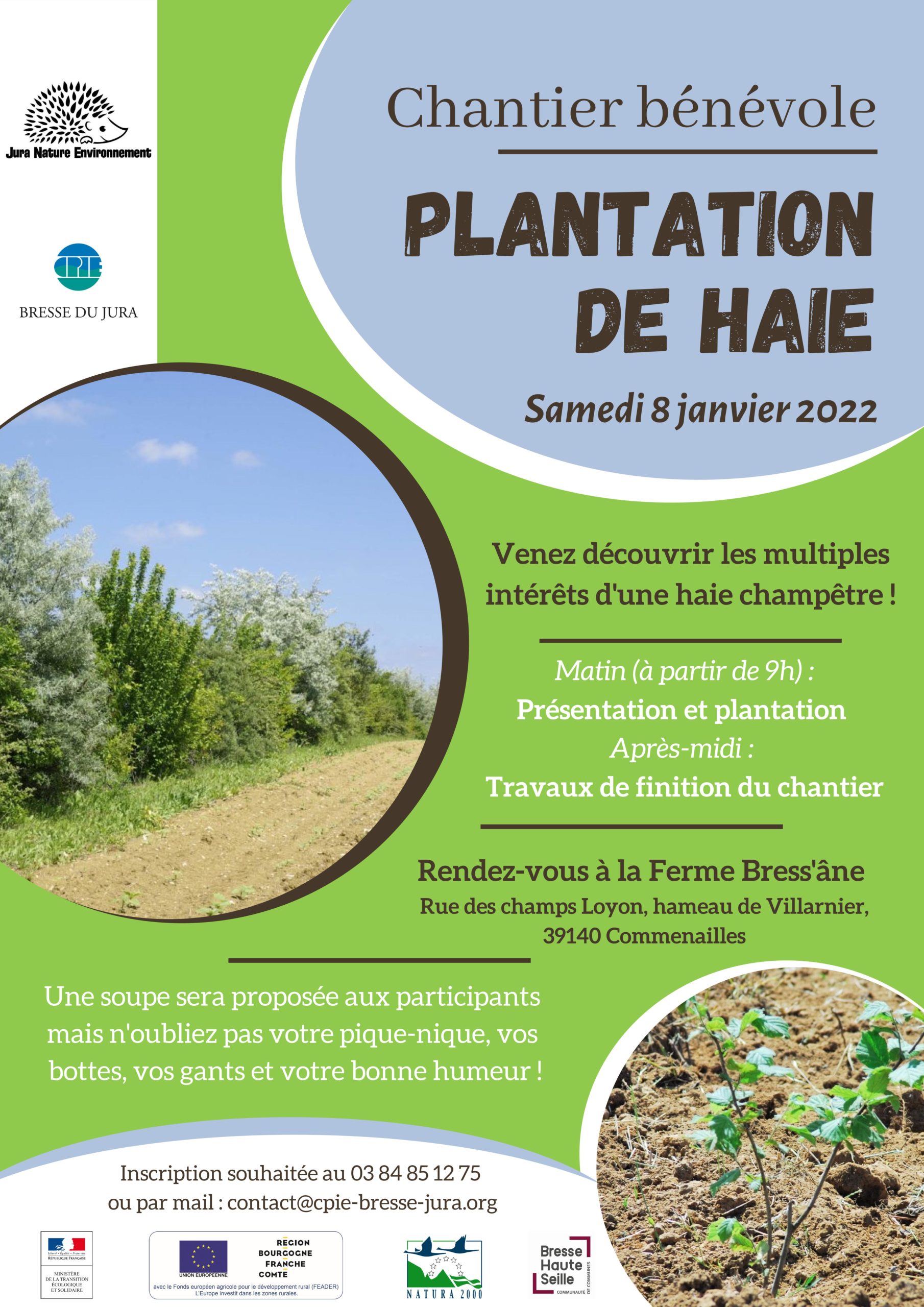 Plantation de haie – Chantier à Commenailles le 8 janvier 2022